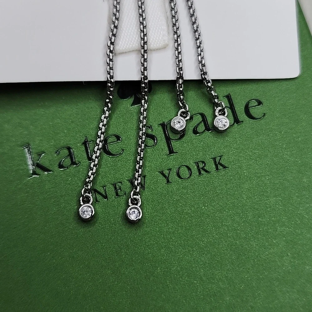 Kate Spade Spot The Spade Box Set of 2 Slider Bracelets Silver / Clear - Picture 13 of 16
